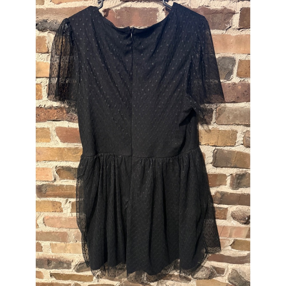 Lulus Mini Dress Womens XL Black Romantic Coquette Swiss Dot Tulle V-Neck - Picture 2 of 7
